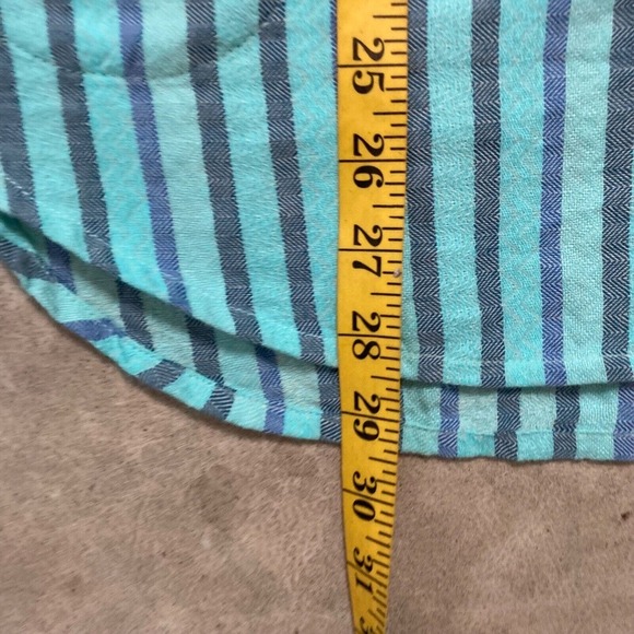 Soft Surrounding Shirt Womens sz Small Boho Striped Blue Tunic Roll Tab‎ Sleeve - Picture 7 of 13